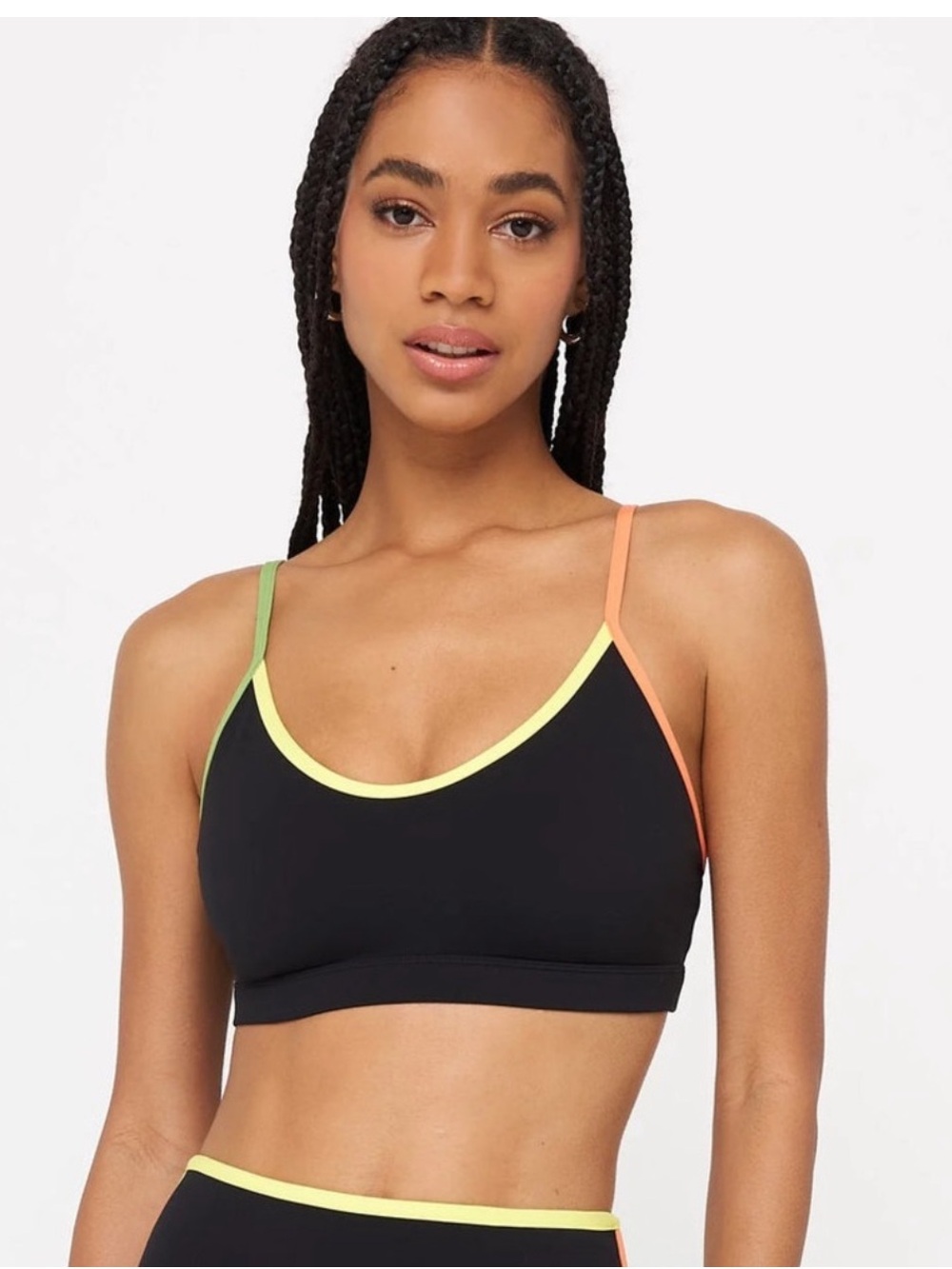 Spiritual Gangster Helena Black Bralette with Neon Trim
